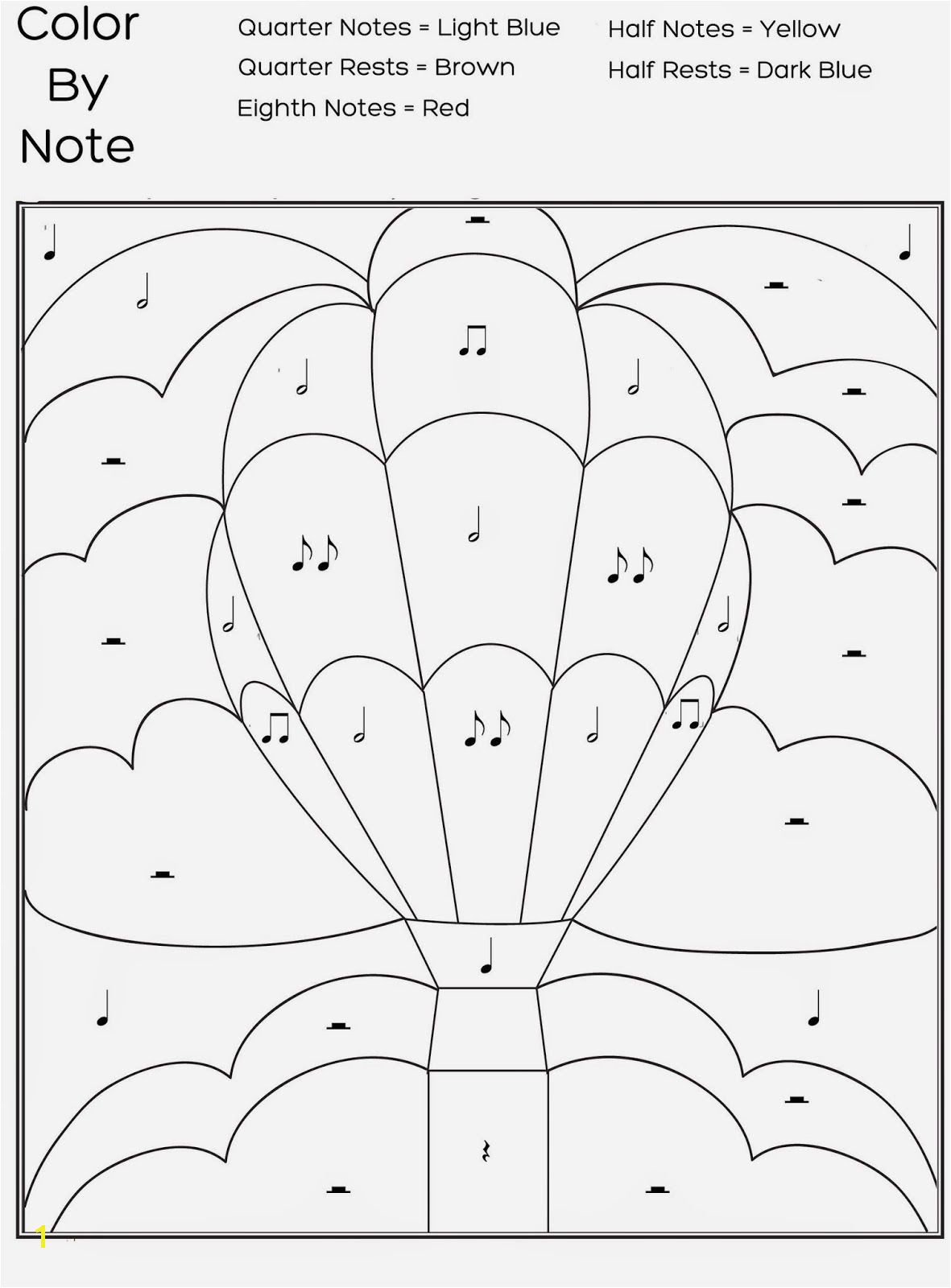 Quarter Note Coloring Page Free Printable Color by Note Worksheet
