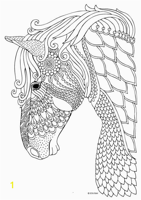 Horse coloring page for adults illustration by Keiti Davlin Publishing…