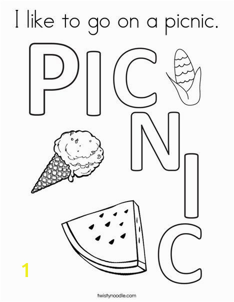 I like to go on a picnic Coloring Page Twisty Noodle Summer Is Here