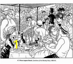 Art Masterpieces to Color Renoir Luncheon of the Boating Party 1880 81 coloring page