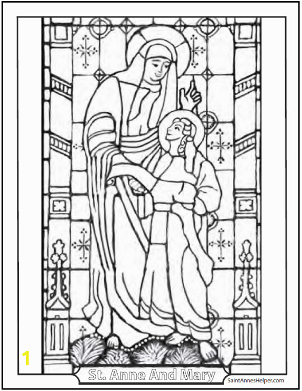 Catholic Saints Coloring Page Stained Glass Coloring Saint Anne And Mary