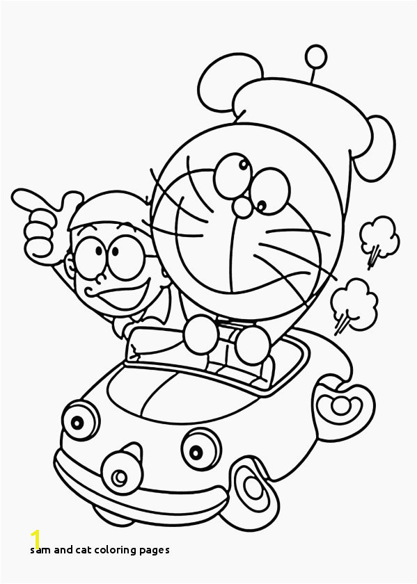 Beautiful Doraemon In Car Coloring Pages for Kids Printable Free