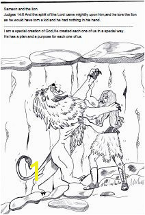 Samson Bible Sunday school lesson Samson and the lion coloring page Free Sunday School Lessons