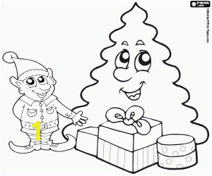 An elf Christmas tree and ts · Santa Claus sitting in the sleigh coloring page