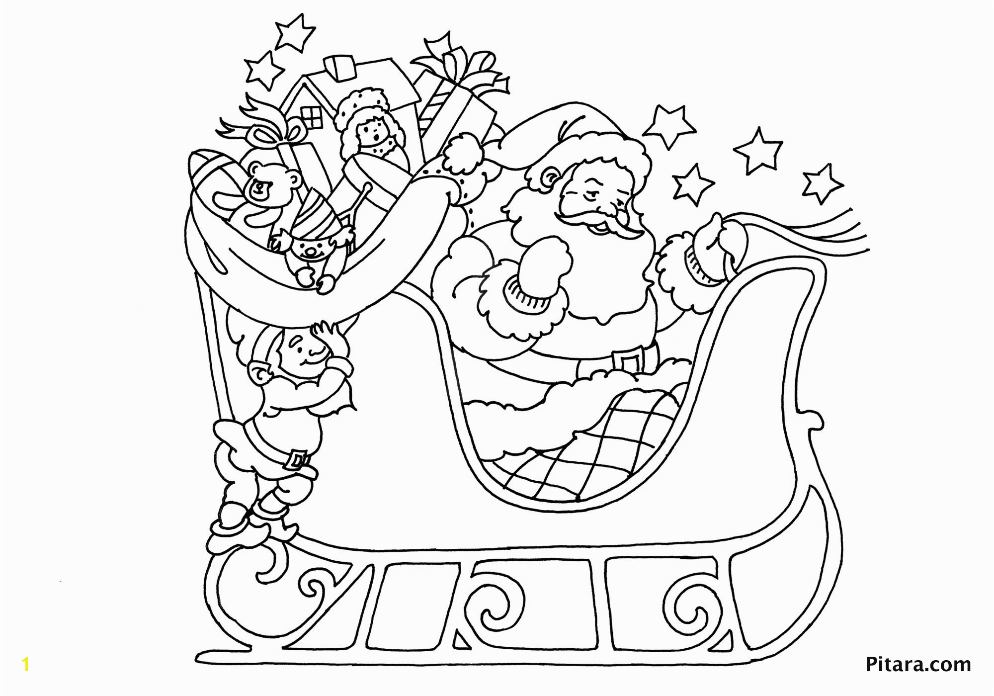 Santa Claus On His Sleigh Coloring Pages Christmas Coloring Pages for Kids