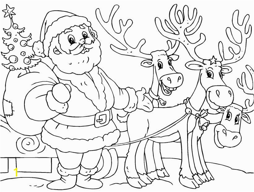 Printable Santa And Reindeer Coloring Page Christmas Coloring