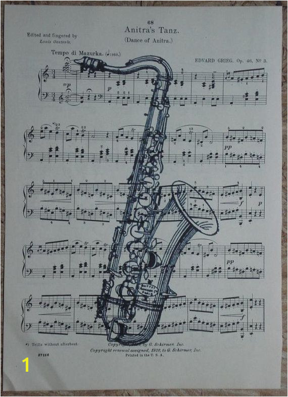 Saxophone vintage music book page print sheet music by 2PurpleCats $8 00