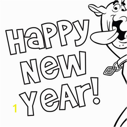 SCOOBY DOO COLORING PAGE HAPPY NEW YEAR