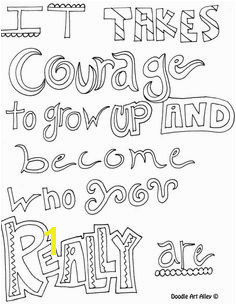 Doodle coloring pages with quotes & inspirational words Line Art Quote Coloring Pages