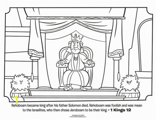 Kids coloring page from What s in the Bible featuring King Rehoboam from 1 Kings 12 Volume 6 A Nation Divided