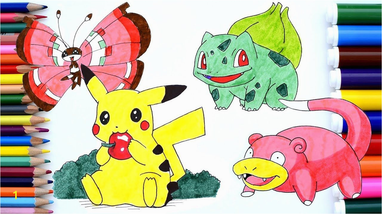 Pokemon Pikachu coloring pages Pichu Slowpoke Bulbasaur Vivillon