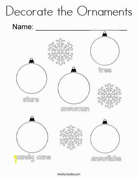 Decorate the Ornaments Coloring Page Twisty Noodle Pre Writing Christmas Coloring Pages Printable