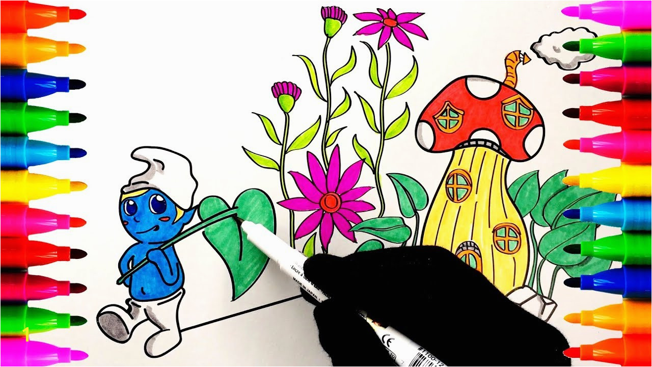 How to Draw a Smurf House Coloring Pages for Kid Children Drawing Learn Colors