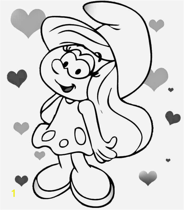 Girls pretty love heart coloring pages printable Smurfette Smurf school art activities for teenagers
