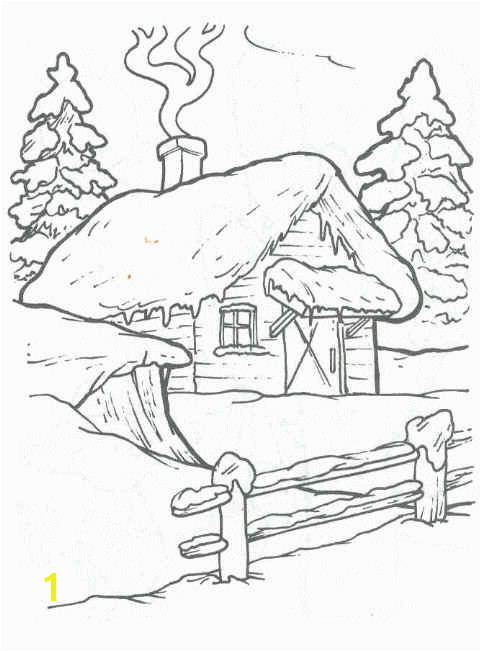 Birdhouse cottages trees and landscape embroidery patterns Winter Cabin Winter House Coloring