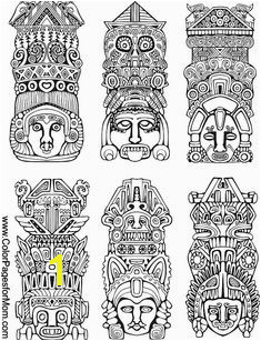 Southwestern Coloring Page 20 free Totem Tattoo Aztec Art Totem Poles Vector Illustrations