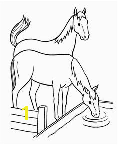 Horses at water trough Lots of coloring pages on this site Farm Coloring Pages