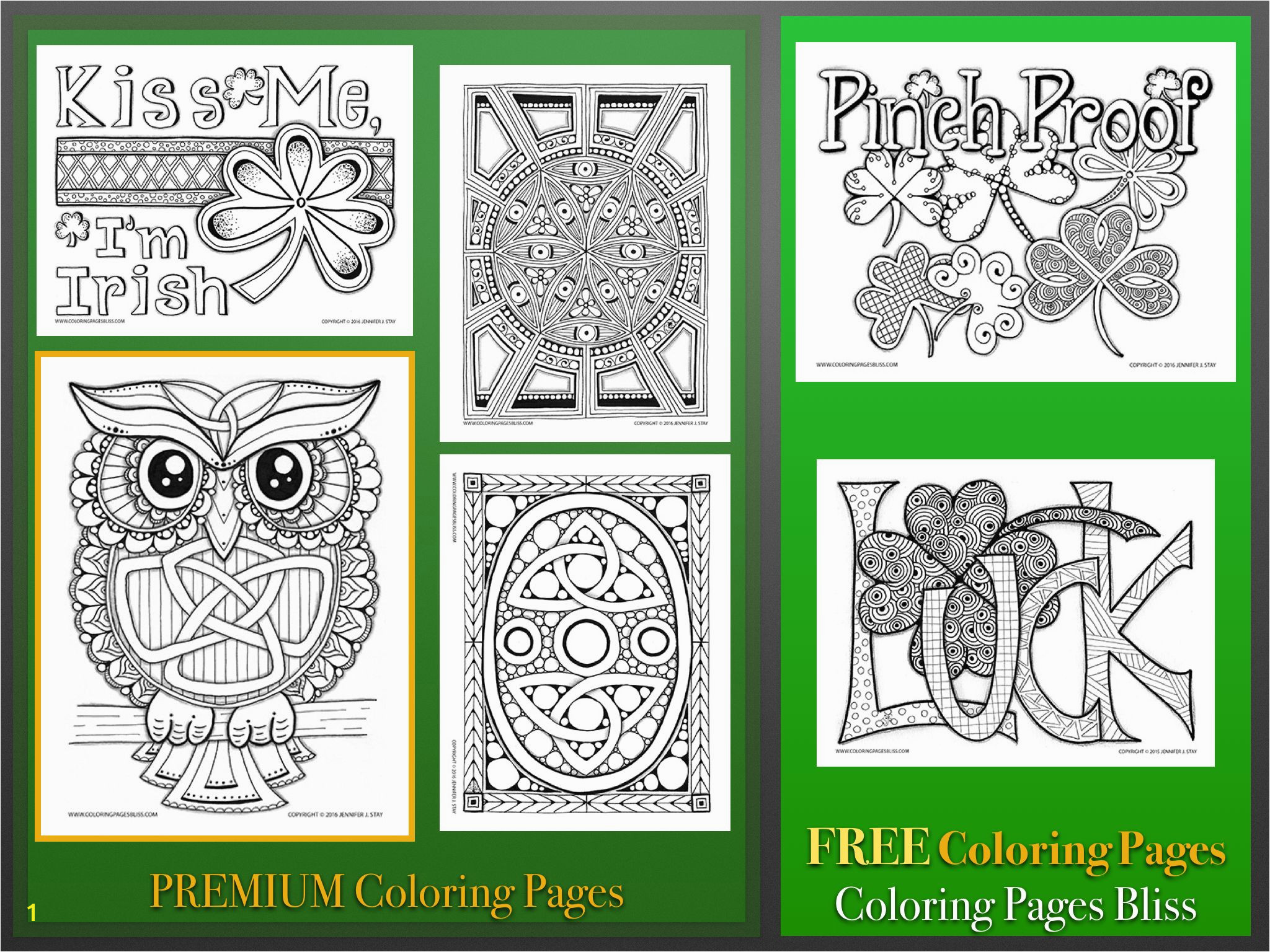 St Patrick s Day printables Downloadable coloring pages for adults hand drawn by Jennifer Stay and full of details to color FREE coloring pages available