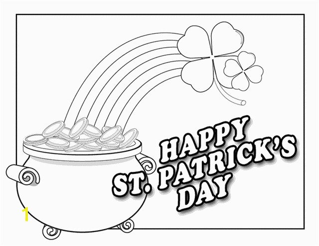 pot of gold rainbow and shamrock coloring page
