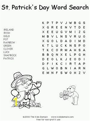 St Patricks day word search kids games