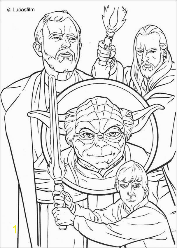 Jedi knights and Yoda coloring page