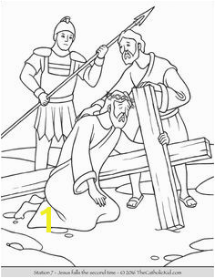 Stations of the Cross Coloring Pages 7 Jesus Falls the Second Time Cross Coloring Page