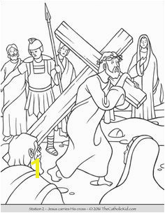 Stations of the Cross Coloring Pages 2 Jesus carries His cross Cross Coloring Page