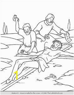 Stations of the Cross Coloring Pages 11 Jesus is nailed to the cross