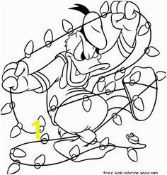 Donald Duck with a string of Christmas Lights Printable Coloring Pages Adult Coloring Pages