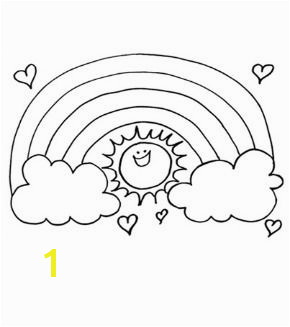 Free line Rainbpw Sun Colouring Page