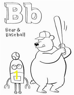 B For Bear And Baseball Coloring Pages baseball coloring grizzlie Baseball Coloring Pages