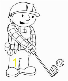 Bob The Builder Palying Golf Coloring Page