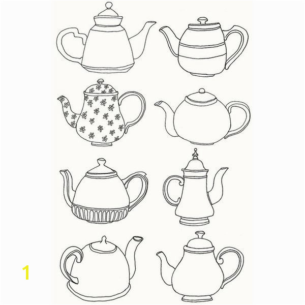 Tea pot line drawings