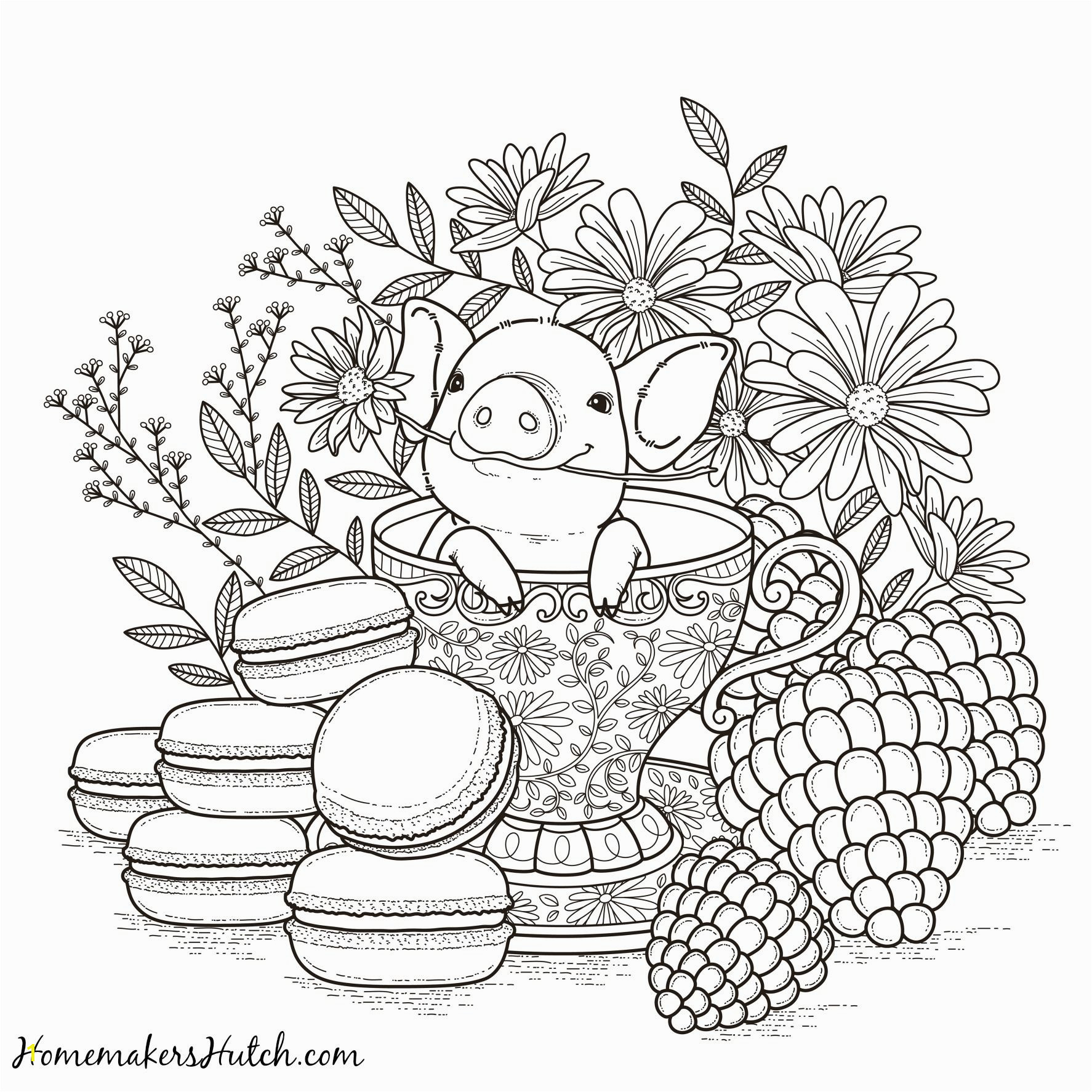 Teacup Coloring Pages to Print Pig In A Tea Cup Adult Coloring Page Coloring