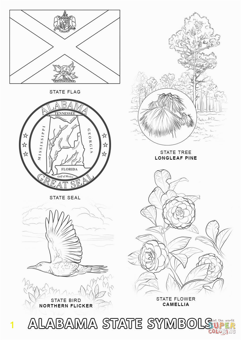 the Alabama State Symbols coloring pages to view printable version or color it online patible with iPad and Android tablets