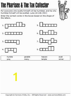 The Pharisee and the Tax Collector Word Shape