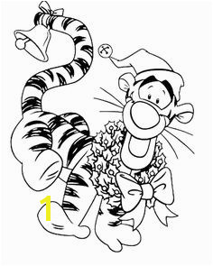 Disney Christmas Tiger Wear The Hat And Tie Coloring Pages Christmas Wreaths Christmas Hat