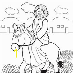Jesus rides donkey into Jerusalem coloring page for Palm Sunday Sunday School Activities