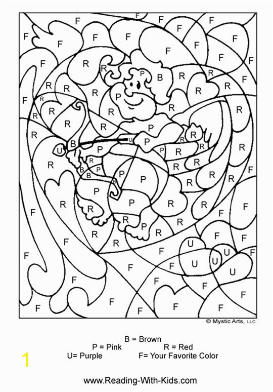 valentine cupid color by letter coloring page