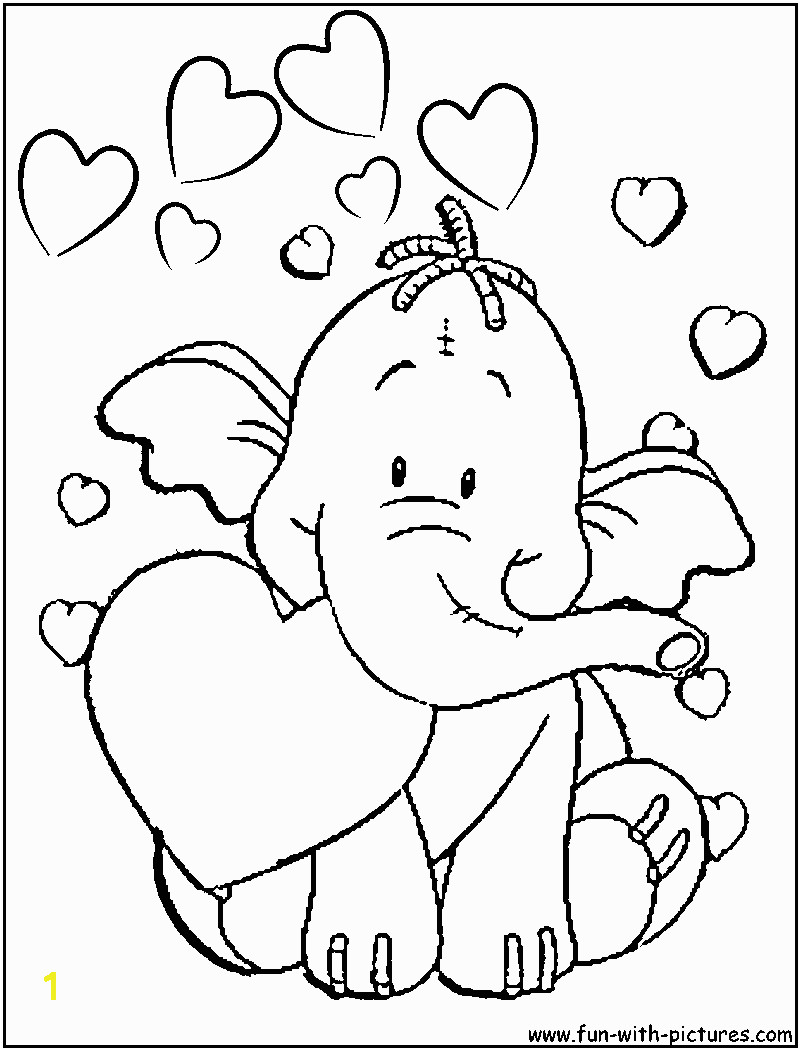 Image detail for Heffalump Valentine Coloring Page of heffalump with valentine hearts