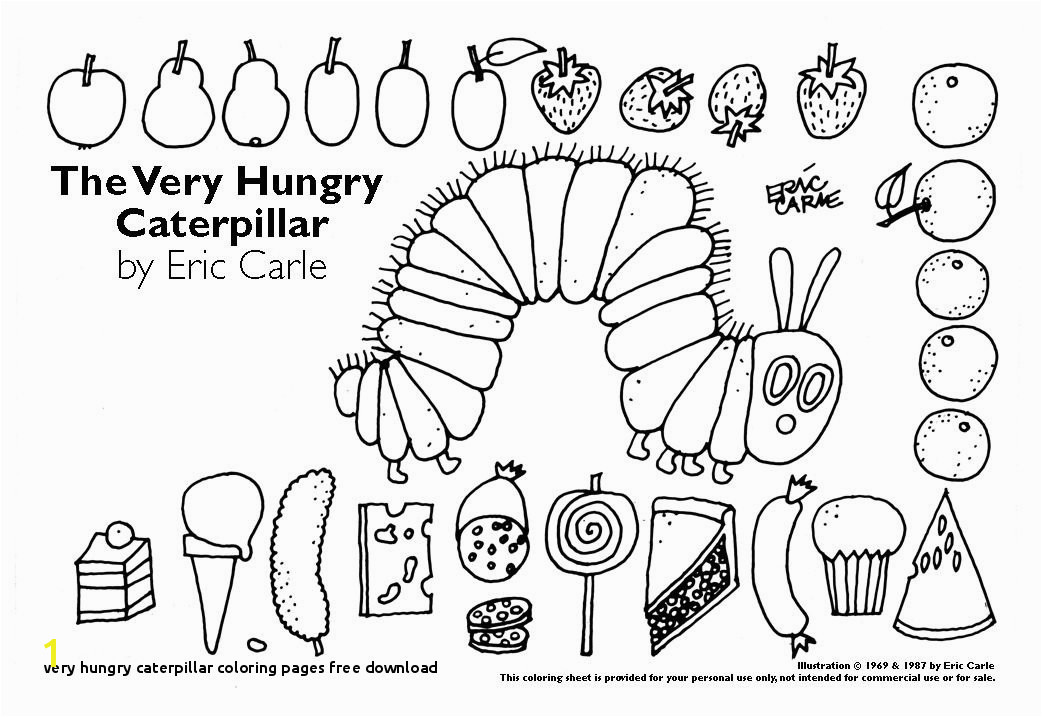 Very Hungry Caterpillar Coloring Pages Free Download Food and Nutrition theme Preschool songs and Printables