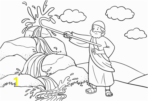 Water From the Rock Coloring Page Moses Strikes the Rock with His Staff Coloring Page