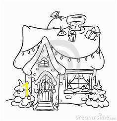 Christmas Snow House coloring pages illustration cartoon