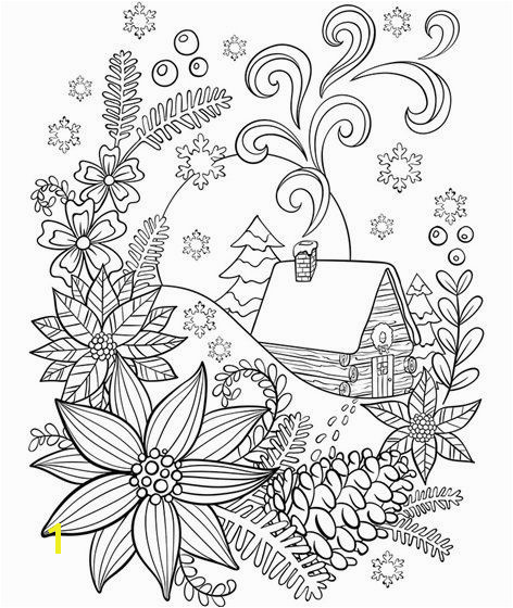 Cabin In The Snow Coloring Page