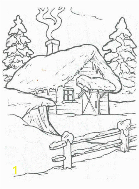 Peisaje iarna desene Winter Cabin Winter House Coloring Sheets Adult Coloring Coloring