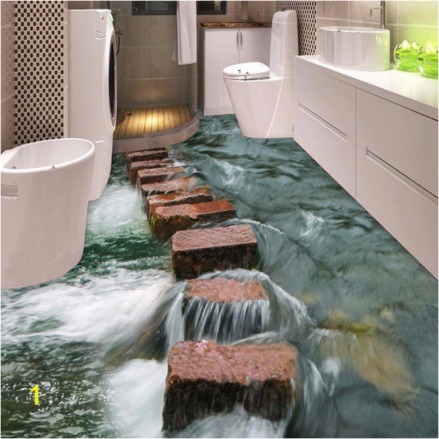 3d Floor Murals for Sale Custom 3d Floor Wallpaper Modern Art River Stones Bathroom Floor