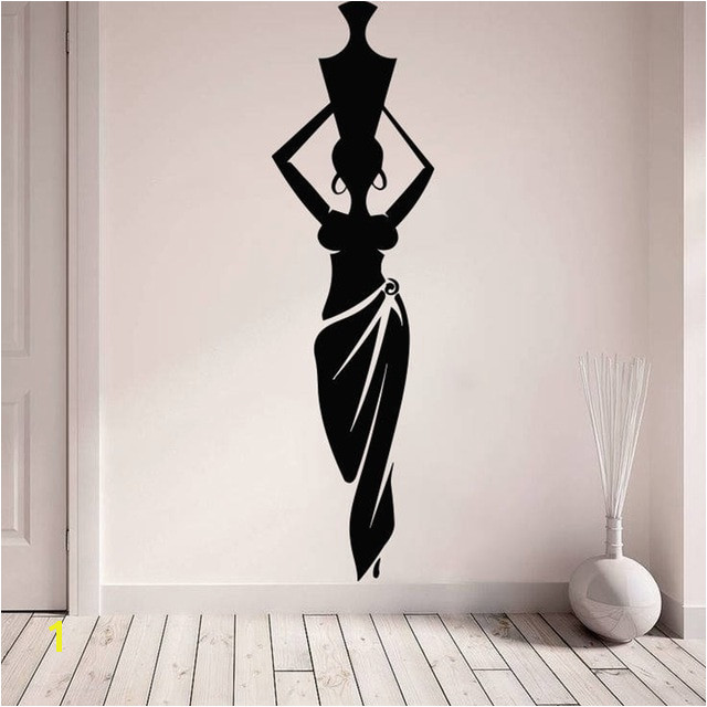 African Woman Girl With A Pot Head Decal Vinyl Sticker Home Wall Art Decor fice Murals Interior Design