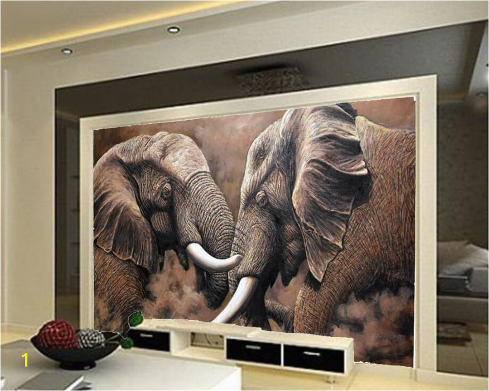 African Murals Walls Beibehang Custom Wallpaper Hd African Elephant Stereo Oil Painting