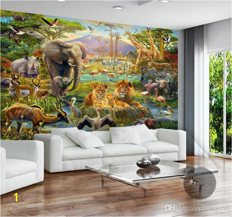 Custom Mural Wallpaper 3D Children Cartoon Animal World Forest Wall Painting Fresco Kids Bedroom Living Room Wallpaper 3 D Cellphone Wallpaper