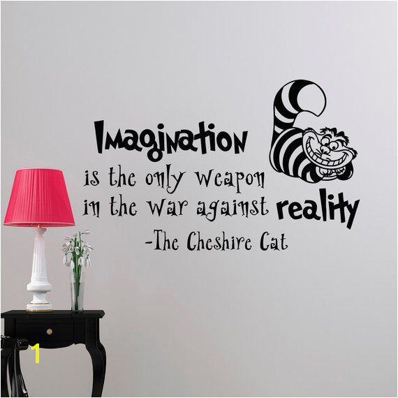 Alice In Wonderland Wall Decal Quote Imagination Is The ly Weapon Cheshire Cat Vinyl Stickers Home